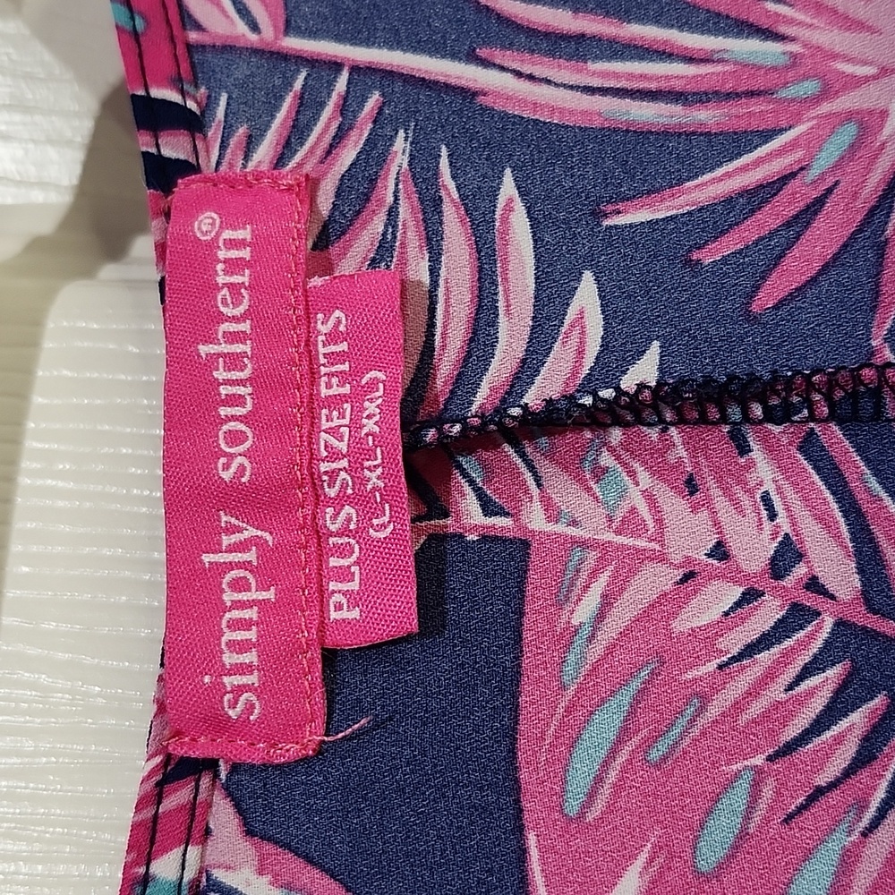 Simply Southern Pink and Blue Floral Kimono Swim Suit Cover Up - Picture 3 of 7